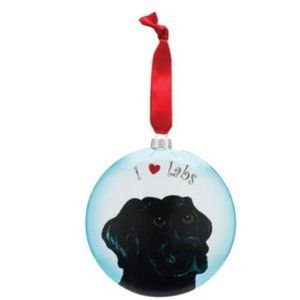 Rescue Me Now Black Labrador Glass Ornament